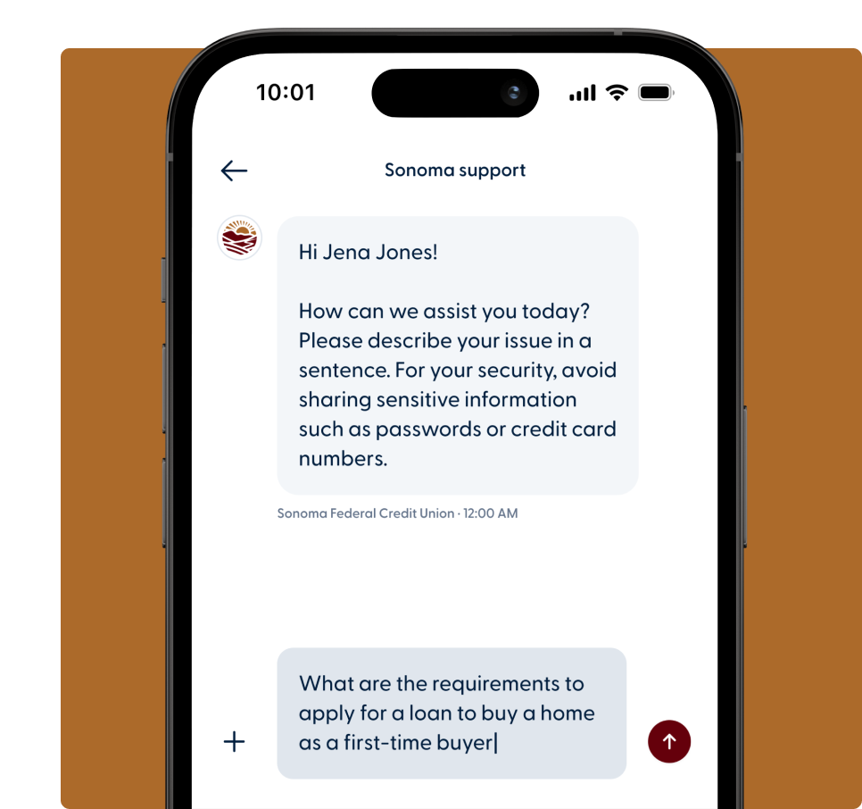 A More Human Banking Experience feature preview in Sonoma FCU's new online banking